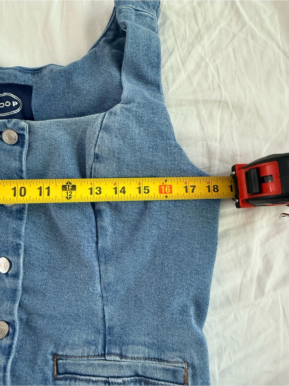 Scoop Denim Vest Top in Washed Blue Sizr 12 14 - Picture 6 of 6